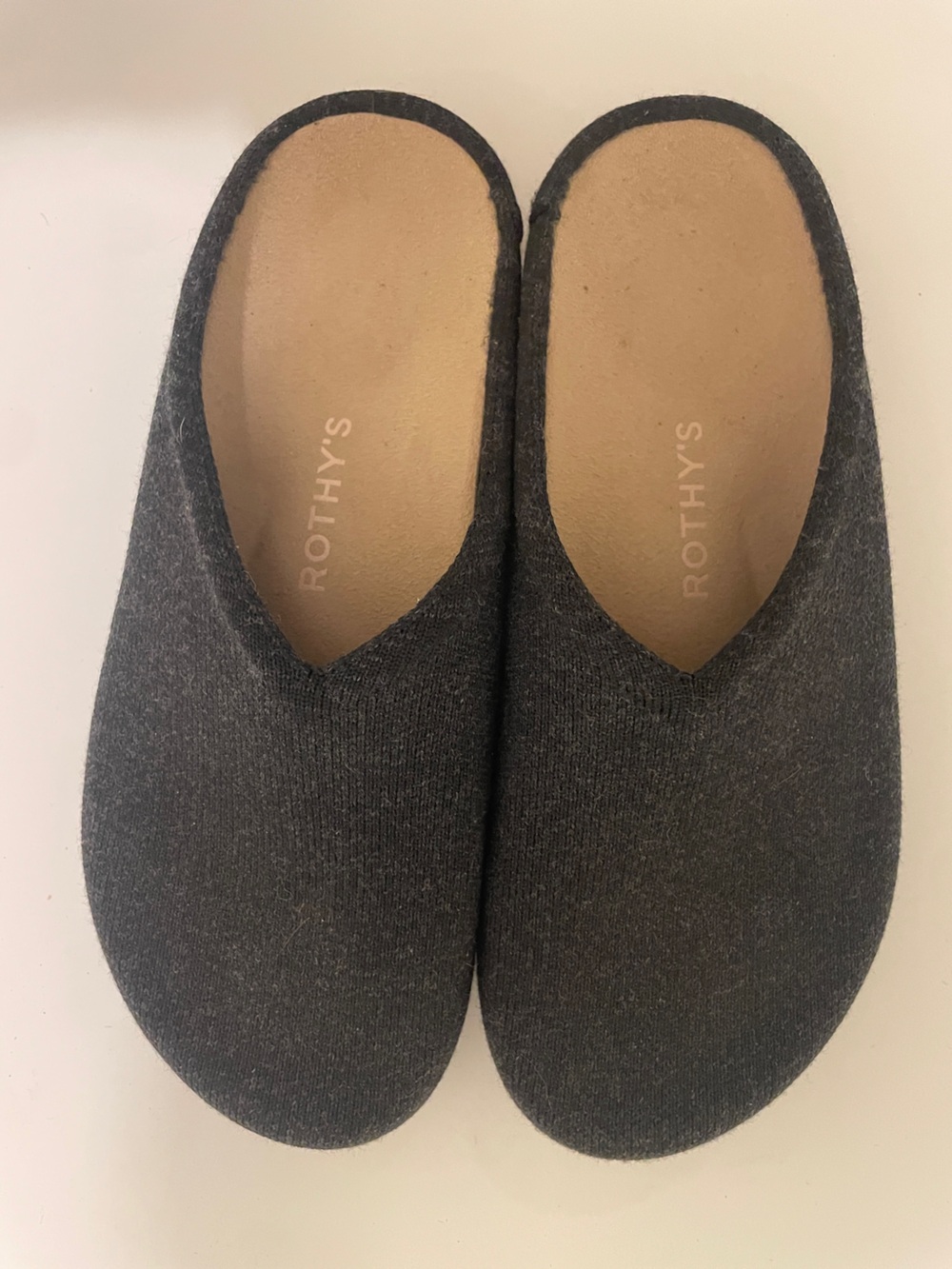 Rothy's Soft Black Charcoal Gray Slip-On Knit Clogs Size 8